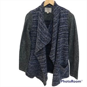 Lucky Brand Blue & Gray Mixed Wrap Open Front Drape Cardigan Medium